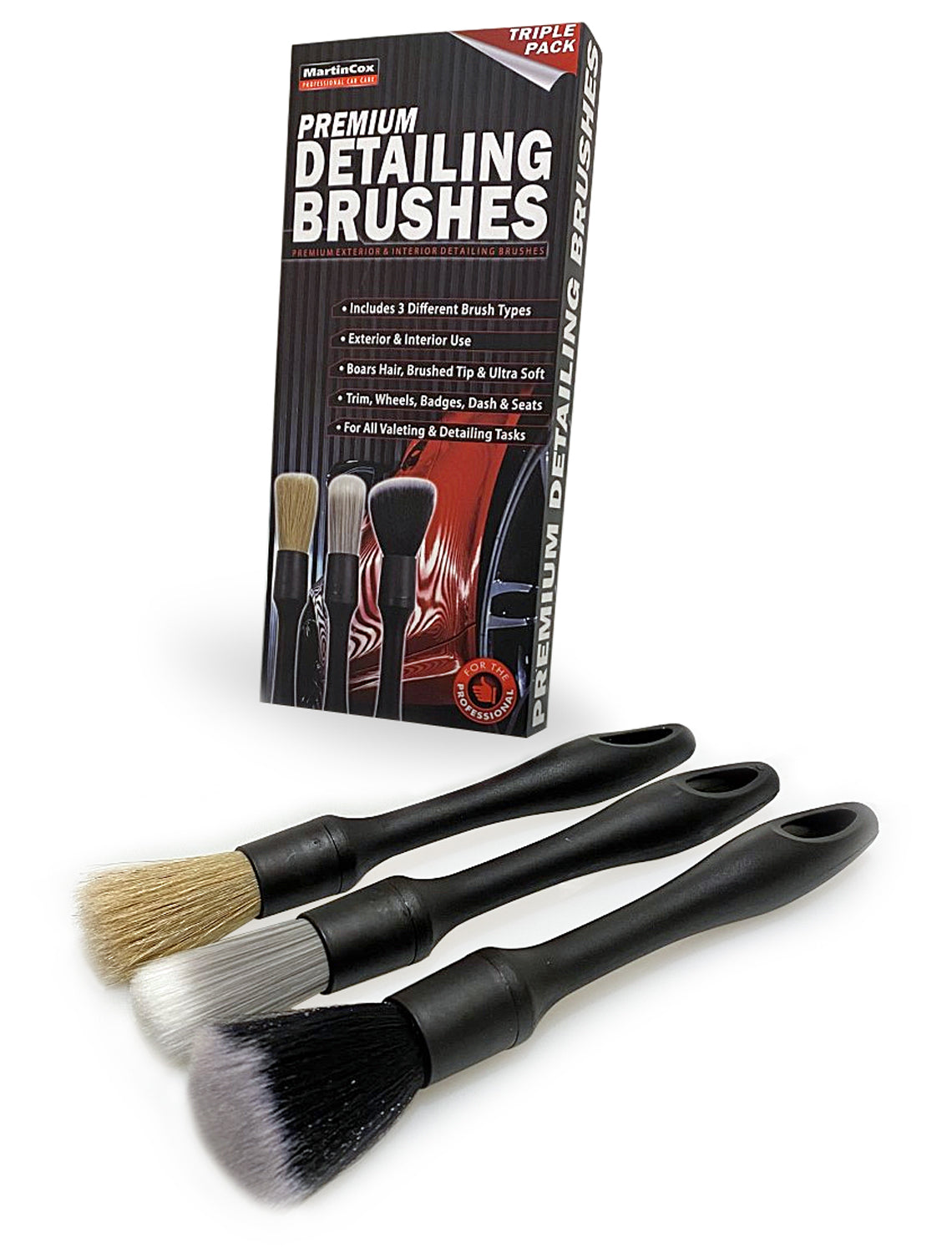 Martin Cox MOGG207 Detailing Brush Set – Professional Interior & Exterior Cleaning Brushes | Soft Bristles for Safe Car Detailing