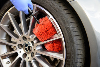 Large Red Wheel Brush – Professional Alloy & Spoke Cleaning Brush | Durable Chemical-Resistant Design